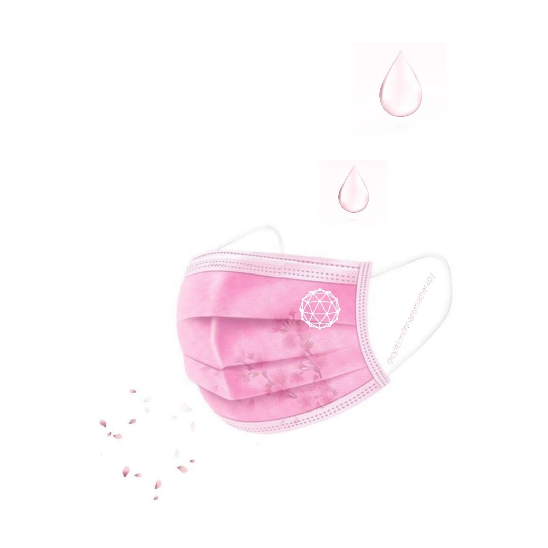 pink face mask aromatherapy droplets